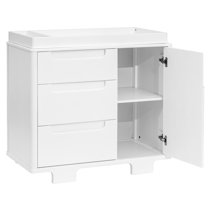 Babyletto Yuzu Modern 3-Drawer Pine Wood Changer Dresser in White
