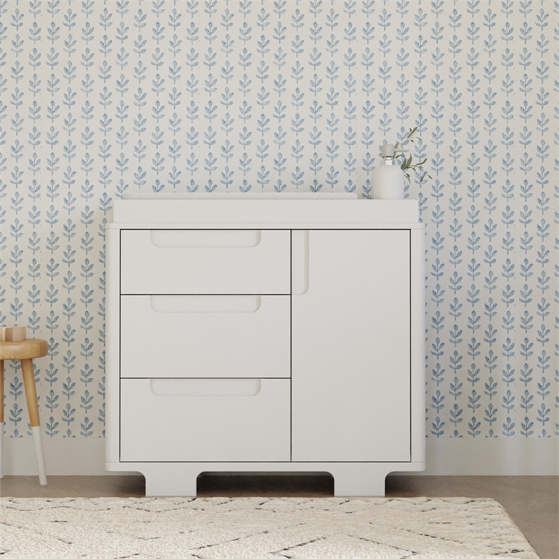 Babyletto Yuzu Modern 3-Drawer Pine Wood Changer Dresser in White