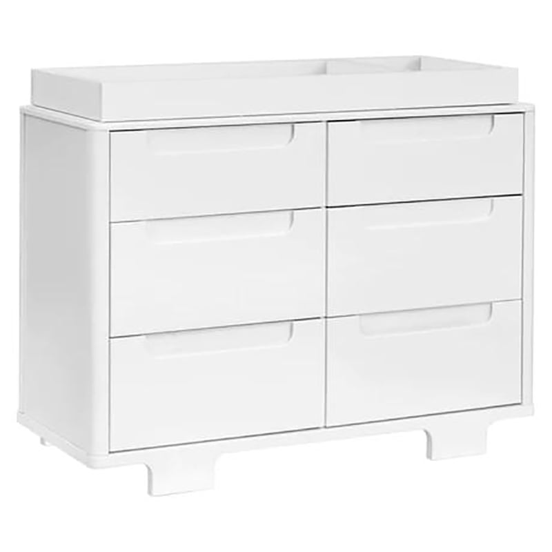 Babyletto Yuzu Modern 6-Drawer Pine Wood Double Dresser in White