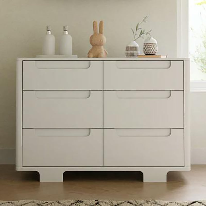 Babyletto Yuzu Modern 6-Drawer Pine Wood Double Dresser in White
