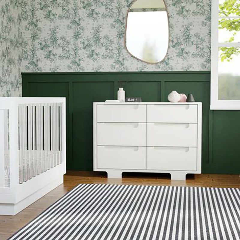Babyletto Yuzu Modern 6-Drawer Pine Wood Double Dresser in White