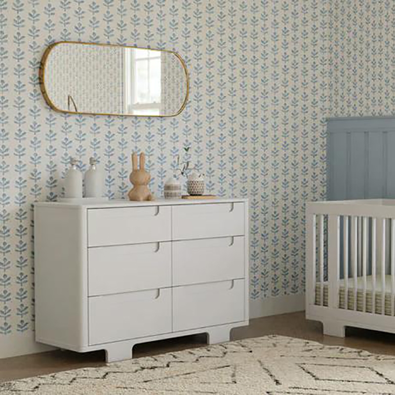 Babyletto Yuzu Modern 6-Drawer Pine Wood Double Dresser in White
