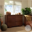 Babyletto Yuzu Modern 6-Drawer Pine Wood Double Dresser in Natural Walnut