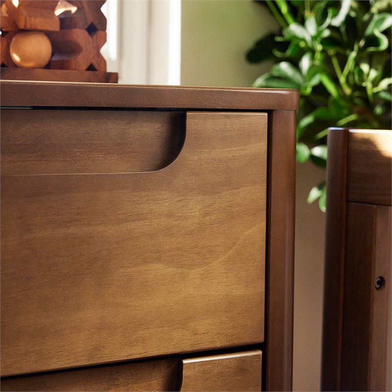 Babyletto Yuzu Modern 6-Drawer Pine Wood Double Dresser in Natural Walnut
