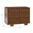 Babyletto Yuzu Modern 6-Drawer Pine Wood Double Dresser in Natural Walnut