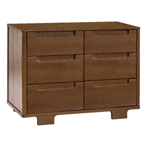 Babyletto Yuzu Modern 6-Drawer Pine Wood Double Dresser in Natural Walnut