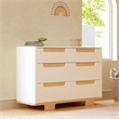 Babyletto Yuzu Modern 6-Drawer Pine Wood Double Dresser in White/Natural