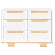 Babyletto Yuzu Modern 6-Drawer Pine Wood Double Dresser in White/Natural