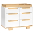 Babyletto Yuzu Modern 6-Drawer Pine Wood Double Dresser in White/Natural