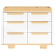 Babyletto Yuzu Modern 6-Drawer Pine Wood Double Dresser in White/Natural