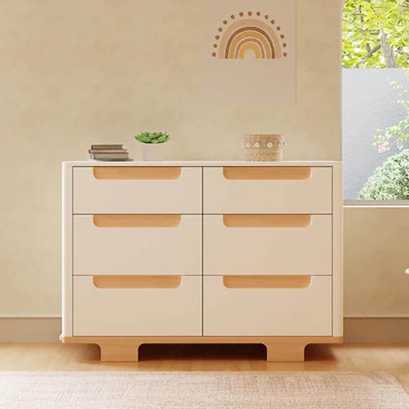Babyletto Yuzu Modern 6-Drawer Pine Wood Double Dresser in White/Natural