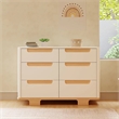 Babyletto Yuzu Modern 6-Drawer Pine Wood Double Dresser in White/Natural