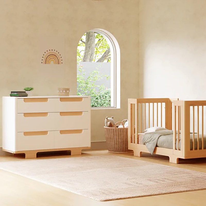 Babyletto Yuzu Modern 6-Drawer Pine Wood Double Dresser in White/Natural