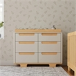 Babyletto Yuzu Modern 6-Drawer Pine Wood Double Dresser in White/Natural