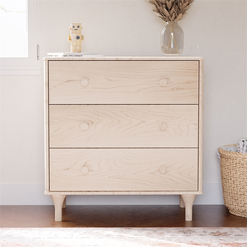 Babyletto Lolly Modern 3-Drawer Wood Changer Dresser in Washed Natural