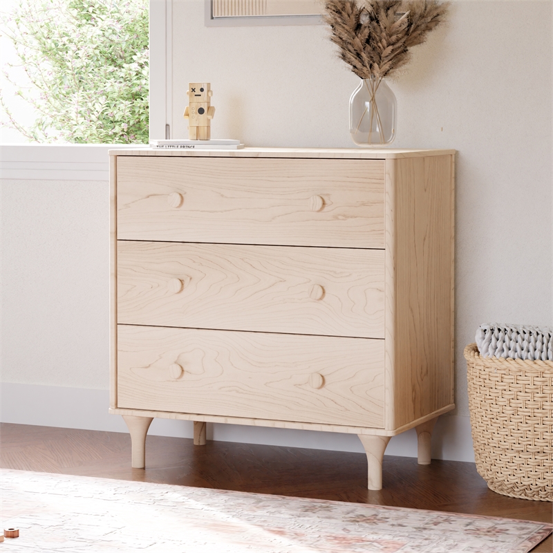 Babyletto Lolly Modern 3-Drawer Wood Changer Dresser in Washed Natural