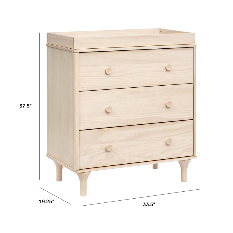 Babyletto Lolly Modern 3-Drawer Wood Changer Dresser in Washed Natural