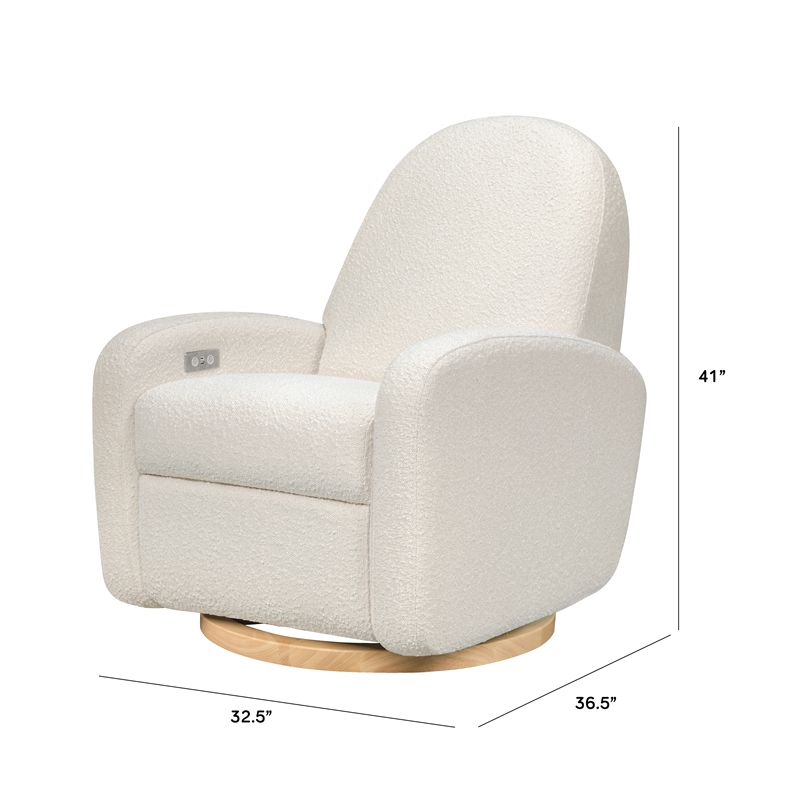 Babyletto Nami Fabric Glider Recliner with Electronic Control and USB in Ivory
