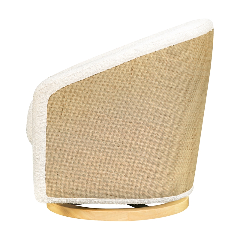 Babyletto Madison Polyester Fabric Swivel Glider in Ivory/Natural
