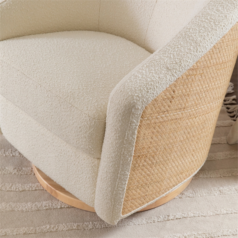 Babyletto Madison Polyester Fabric Swivel Glider in Ivory/Natural