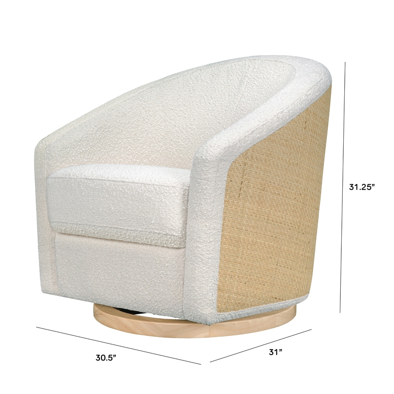 Babyletto Madison Polyester Fabric Swivel Glider in Ivory/Natural