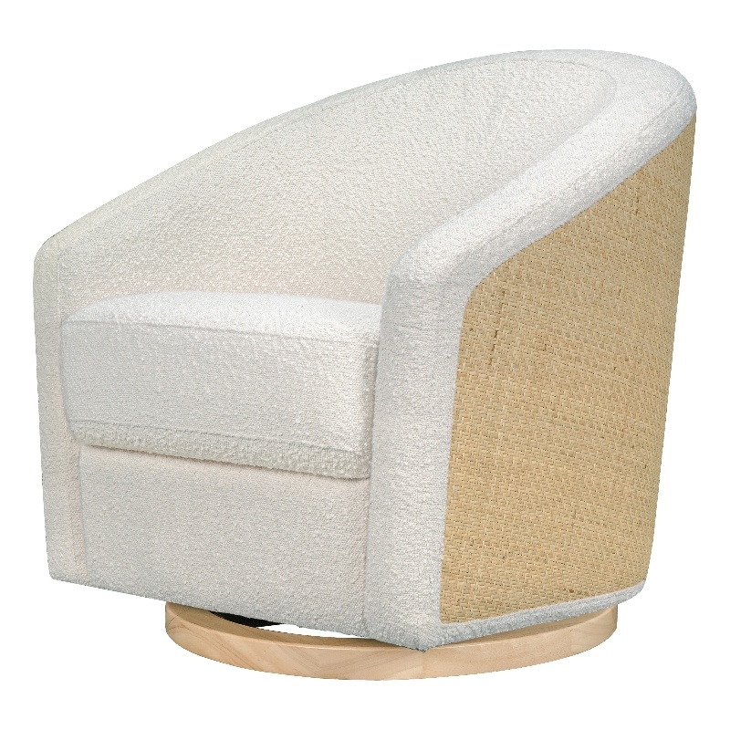 Babyletto Madison Polyester Fabric Swivel Glider in Ivory/Natural