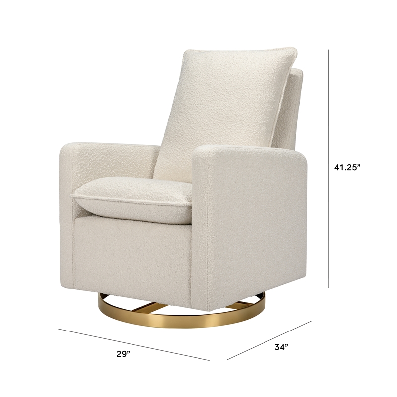 Babyletto Cali Fabric Swivel Glider with Pillowback in Ivory and Gold