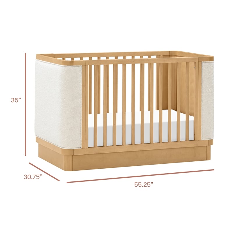 Babyletto Bondi Boucle 4-in-1 Convertible Crib in Honey with Ivory Boucle