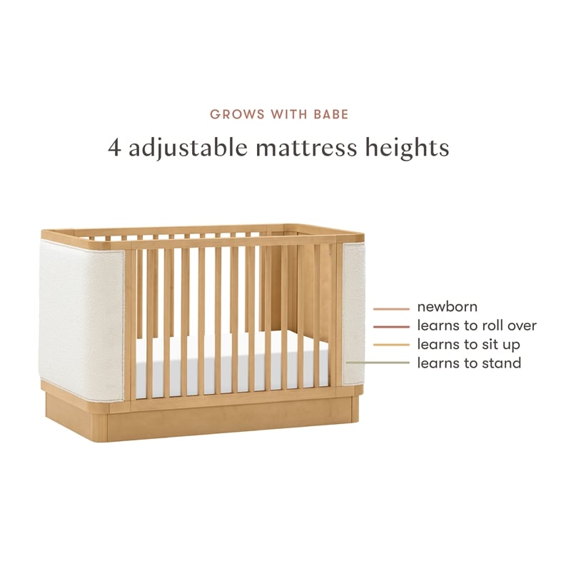 Babyletto Bondi Boucle 4-in-1 Convertible Crib in Honey with Ivory Boucle