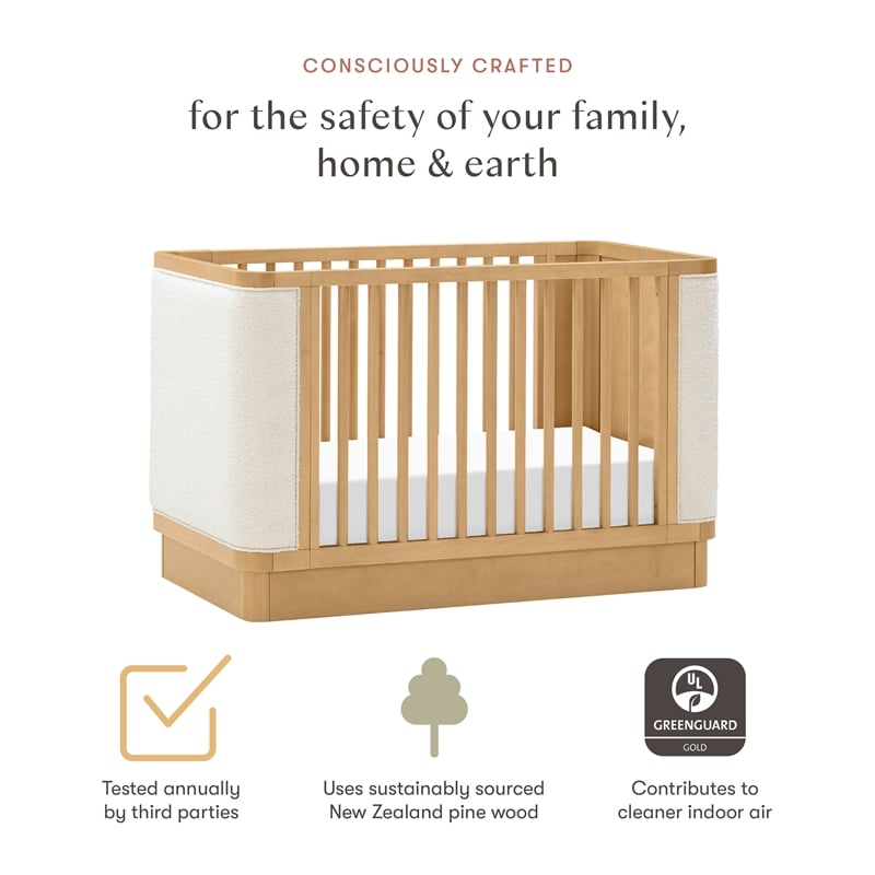 Babyletto Bondi Boucle 4-in-1 Convertible Crib in Honey with Ivory Boucle
