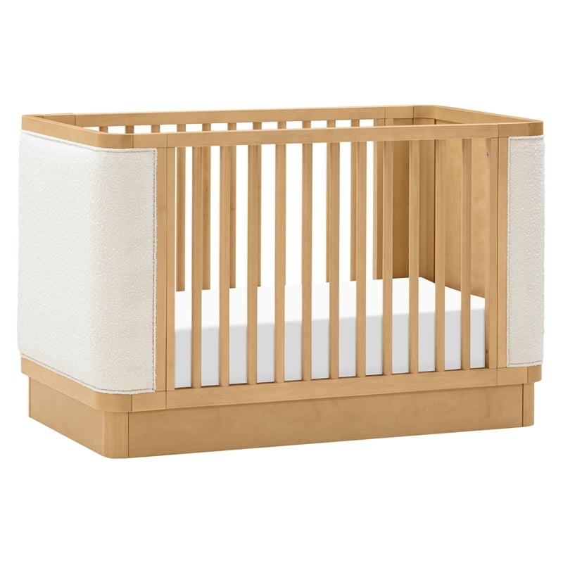 Babyletto Bondi Boucle 4-in-1 Convertible Crib in Honey with Ivory Boucle