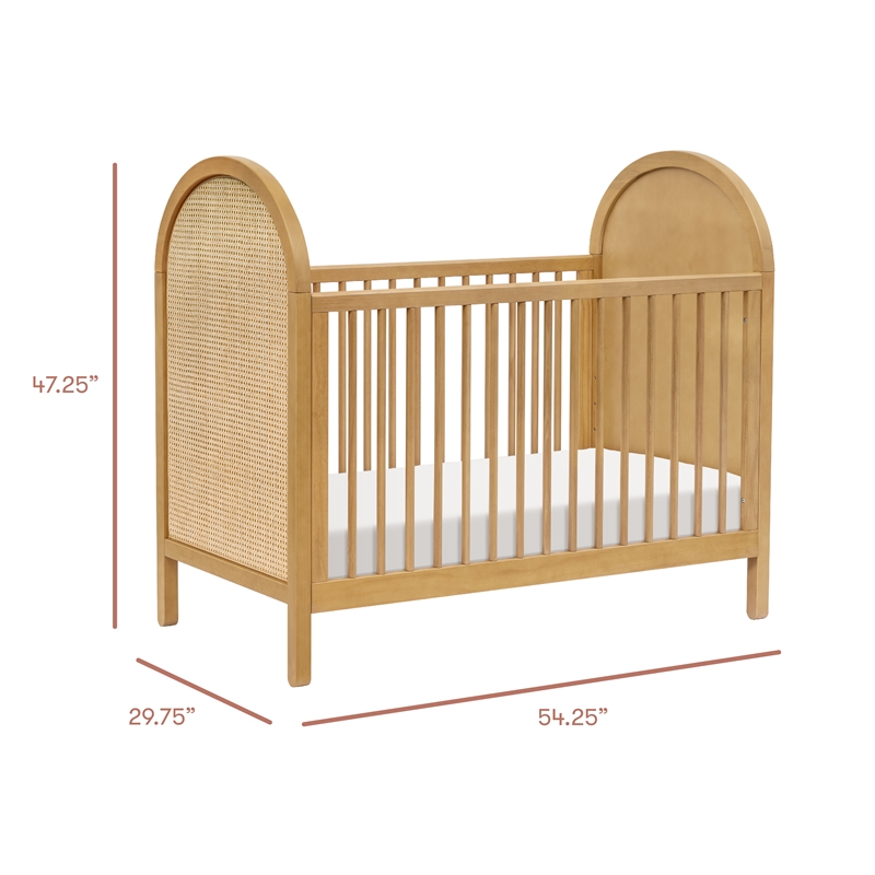 Babyletto Bondi Cane 3-in-1 Convertible Crib in Honey with Natural Cane