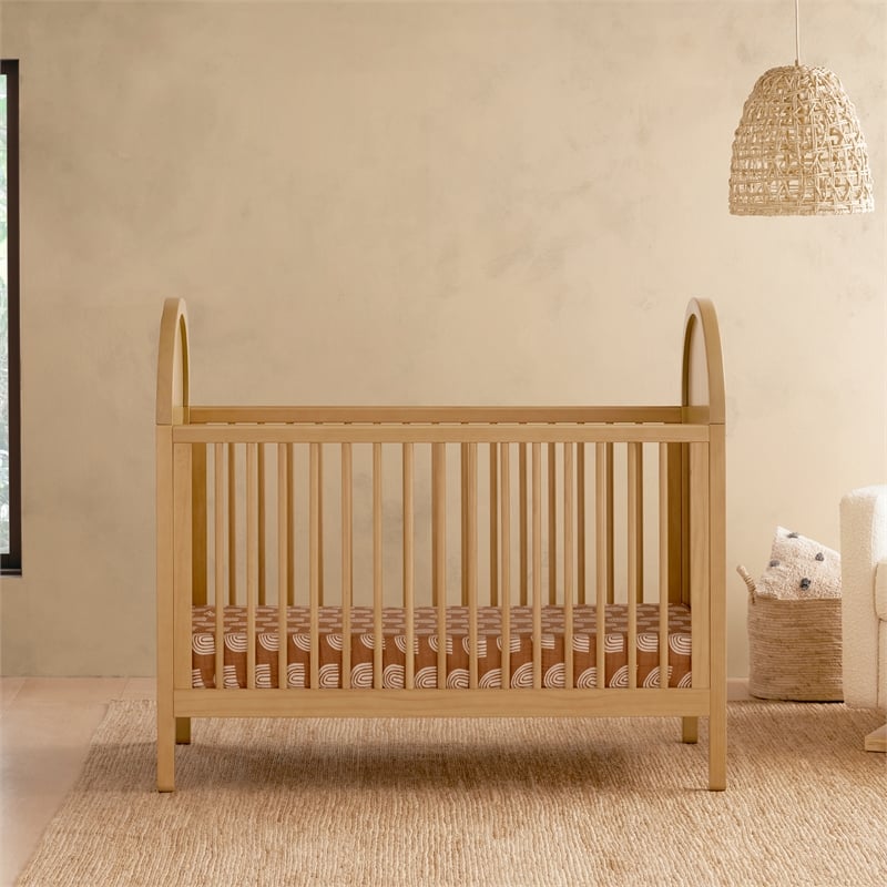Babyletto Bondi Cane 3-in-1 Convertible Crib in Honey with Natural Cane