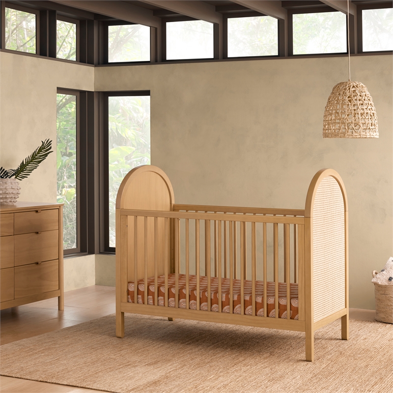 Babyletto Bondi Cane 3-in-1 Convertible Crib in Honey with Natural Cane