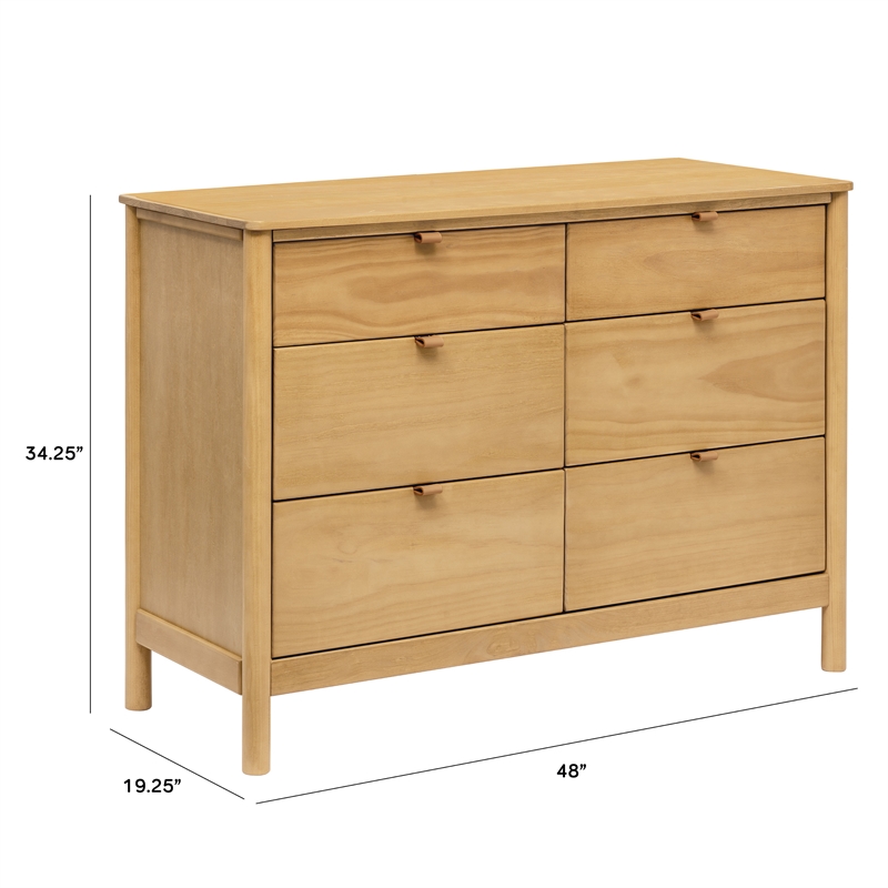 Babyletto Bondi Pine Wood 6-Drawers Bedroom Dresser in Honey