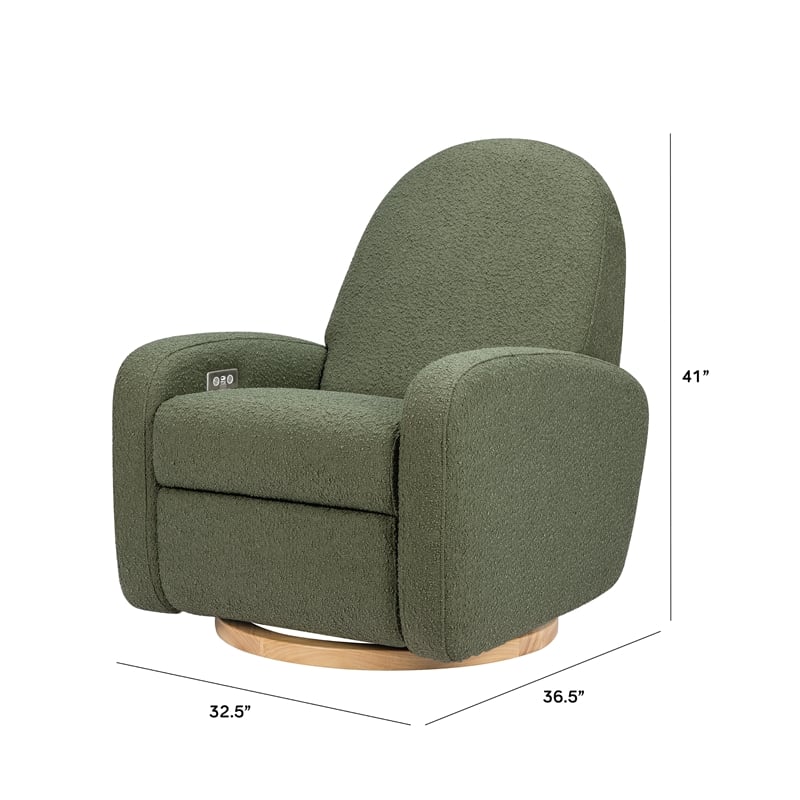 Babyletto Nami Glider-Recliner with Electronic Control and USB in Olive Boucle
