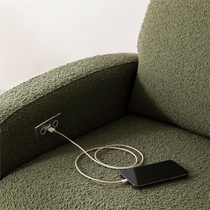Babyletto Nami Glider-Recliner with Electronic Control and USB in Olive Boucle