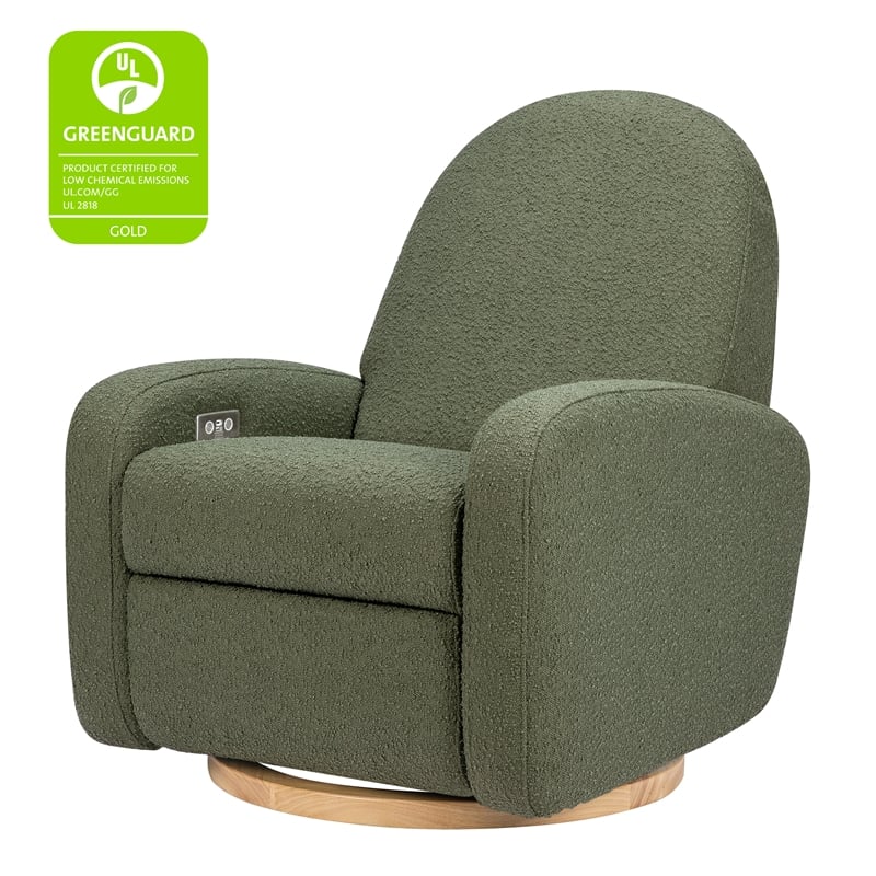 Babyletto Nami Glider-Recliner with Electronic Control and USB in Olive Boucle