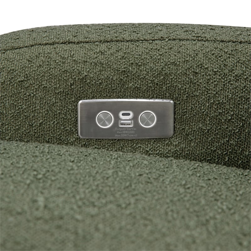 Babyletto Nami Glider-Recliner with Electronic Control and USB in Olive Boucle