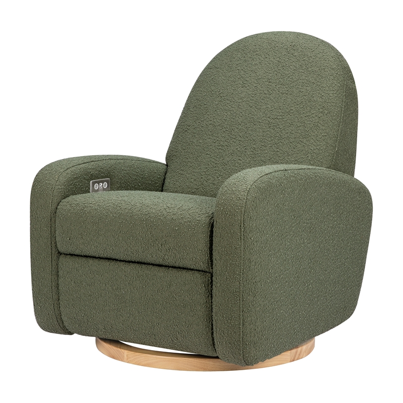 Babyletto Nami Glider-Recliner with Electronic Control and USB in Olive Boucle