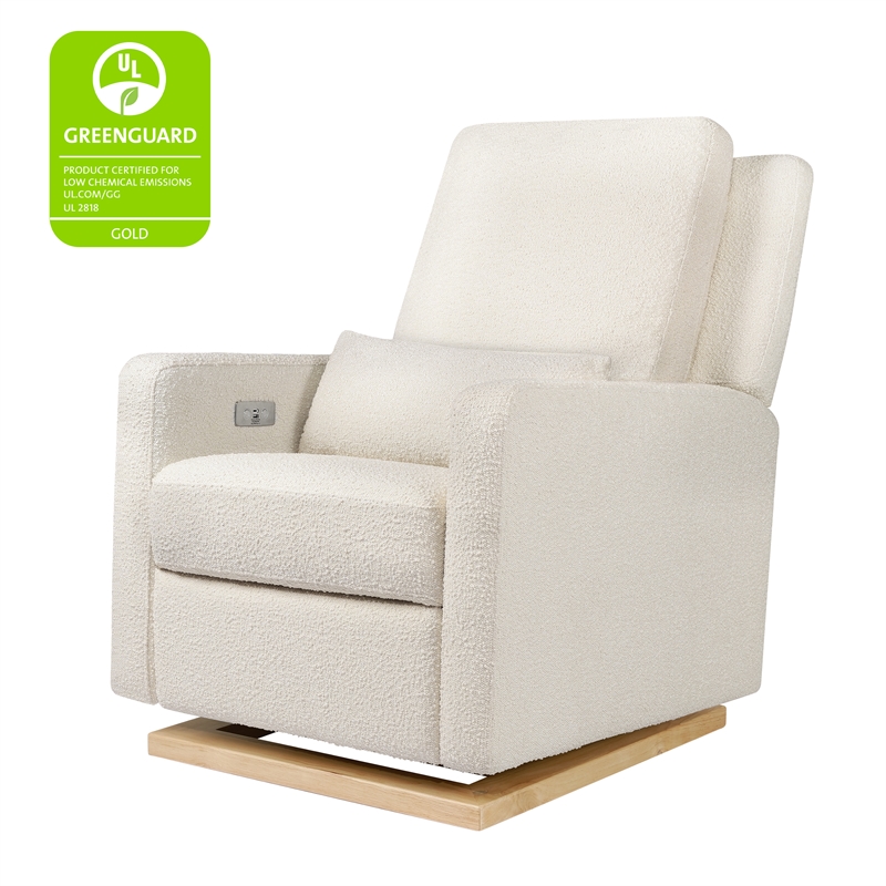 Babyletto Sigi Glider Recliner with Electronic Control and USB in Ivory Boucle