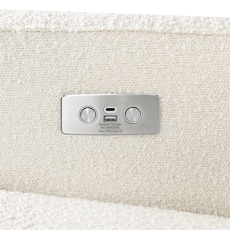 Babyletto Sigi Glider Recliner with Electronic Control and USB in Ivory Boucle