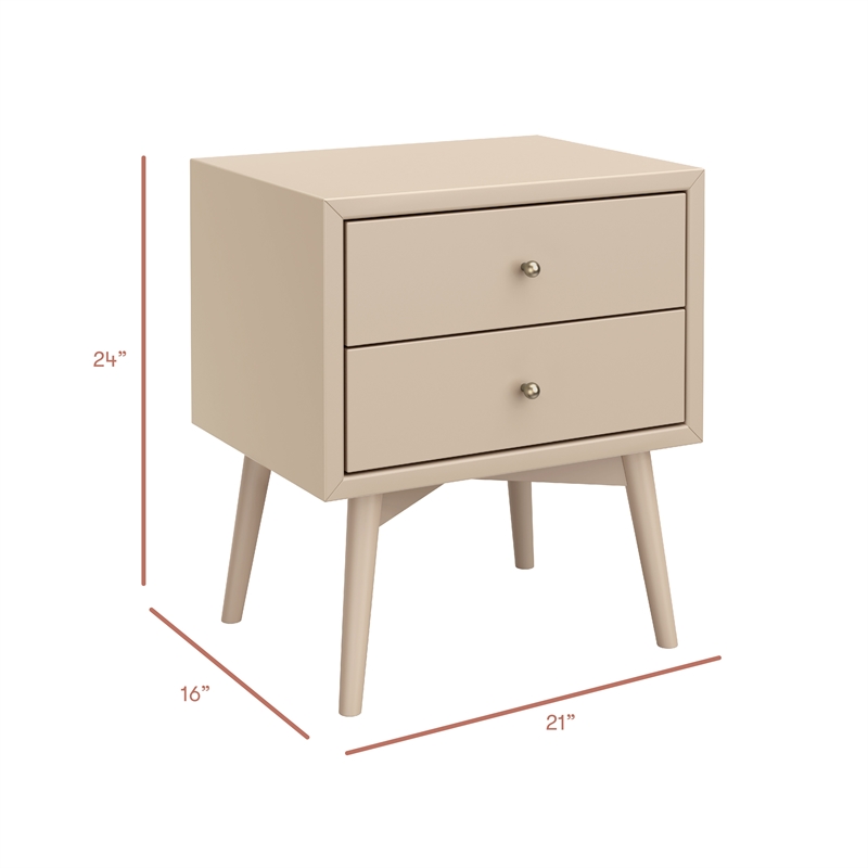 Babyletto Palma 2-Drawers Nightstand with USB Port in Taupe