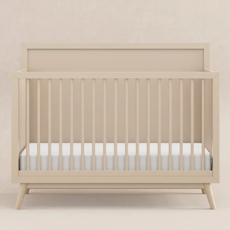 Babyletto Palma Mid-Century Solid Wood 4-in-1 Convertible Crib in Taupe
