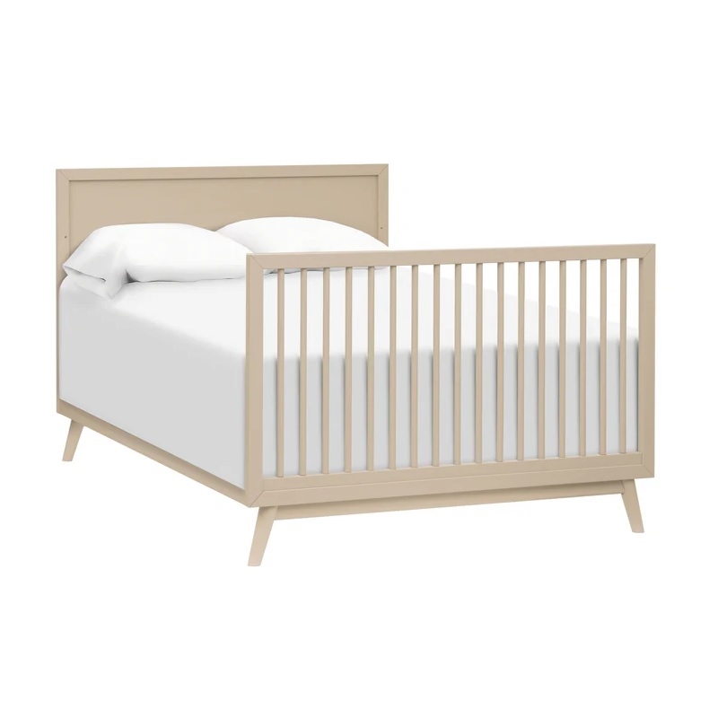 Babyletto Palma Mid-Century Solid Wood 4-in-1 Convertible Crib in Taupe