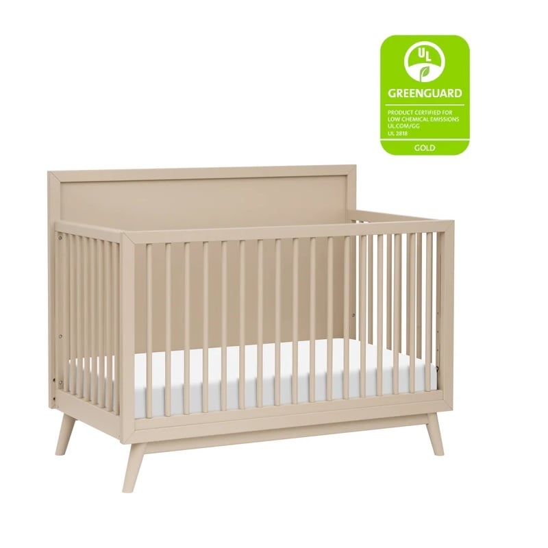 Babyletto Palma Mid-Century Solid Wood 4-in-1 Convertible Crib in Taupe