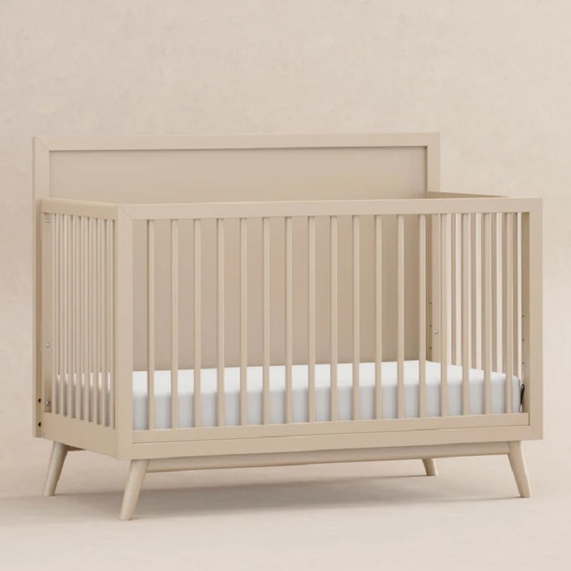 Babyletto Palma Mid-Century Solid Wood 4-in-1 Convertible Crib in Taupe