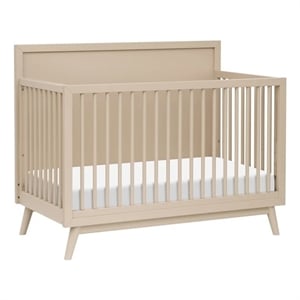 Babyletto Palma Mid-Century Solid Wood 4-in-1 Convertible Crib in Taupe