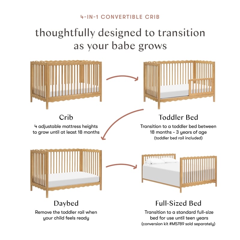 Babyletto Swell 4-in-1 Convertible Crib in Honey