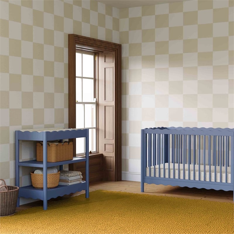 Babyletto Swell Changing Table with 2-Shelves in Cove Blue